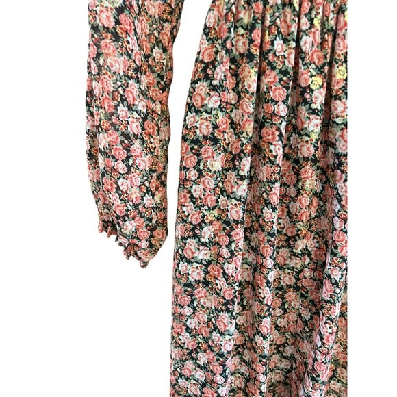 Axara Paris Women's Pink Gold Floral Maxi Tiered Dress Large Country Prairie - Picture 5 of 7